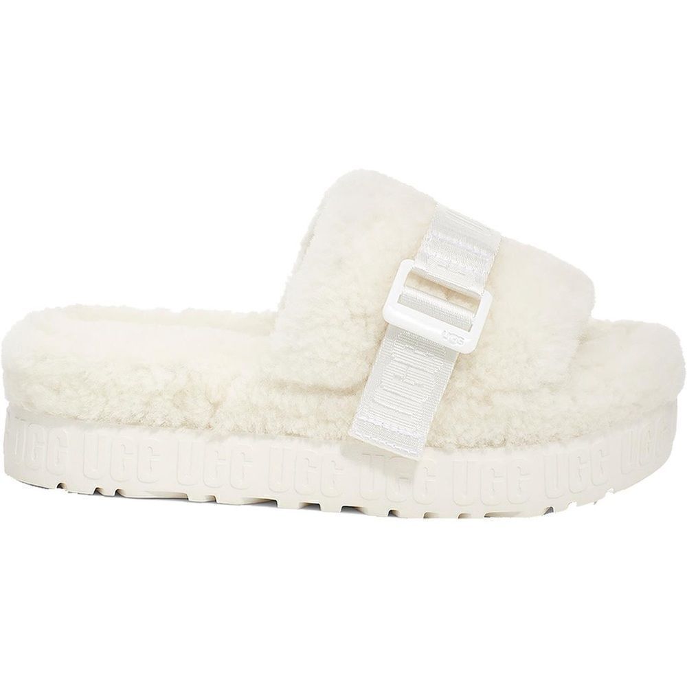 UGG Fluffita White Sheepskin Fluffy Sandals